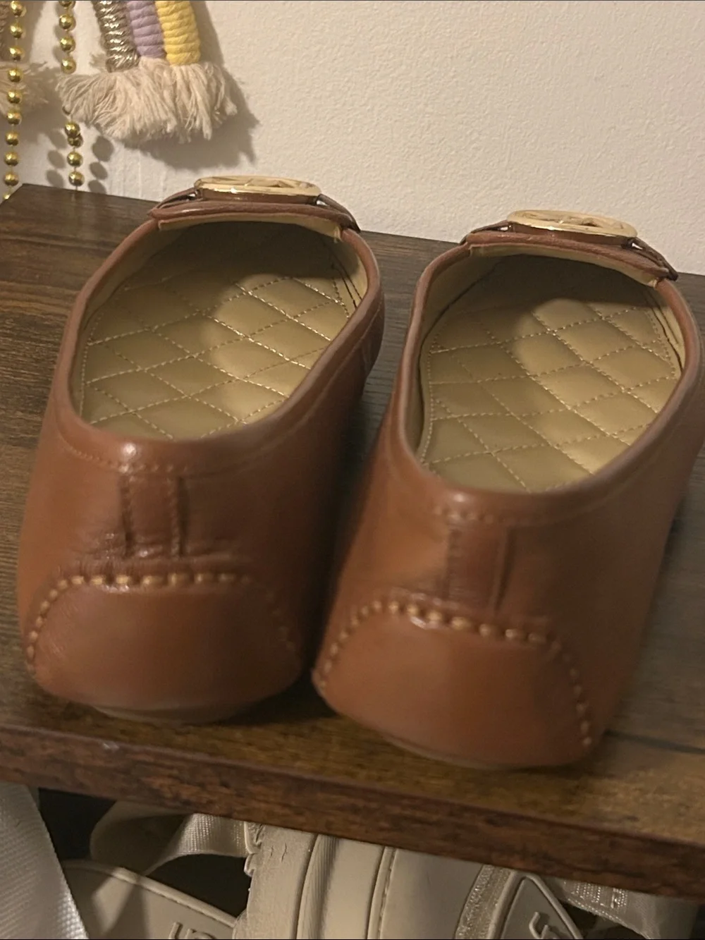 Michael Kors Tan Brown Leather MK Logo Loafers